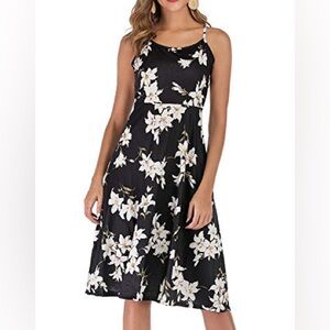 Floral Black and White Women's Dress